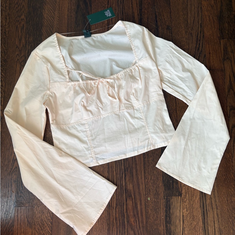 NWT Wild Fable Cream Tie-Front Square Neck Blouse